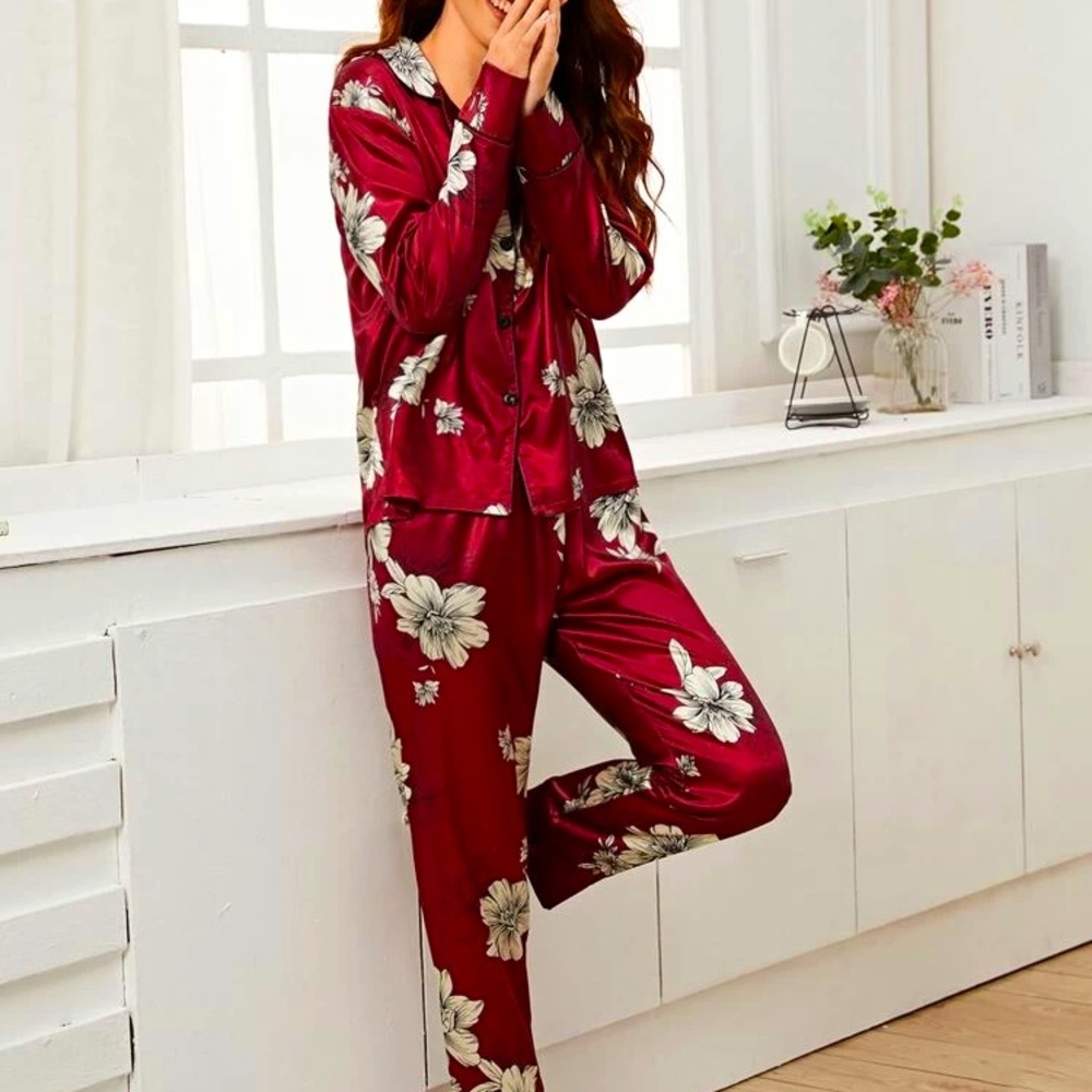 Floral Silk Pajama Set